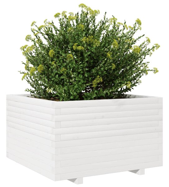 Zahradní truhlík bílý 80 x 80 x 49,5 cm masivní borové dřevo 3282530