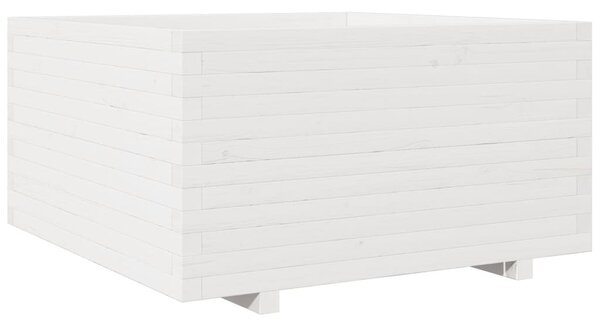 Zahradní truhlík bílý 90 x 90 x 49,5 cm masivní borové dřevo 3282535