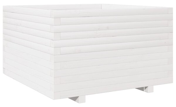 Zahradní truhlík bílý 80 x 80 x 49,5 cm masivní borové dřevo 3282530