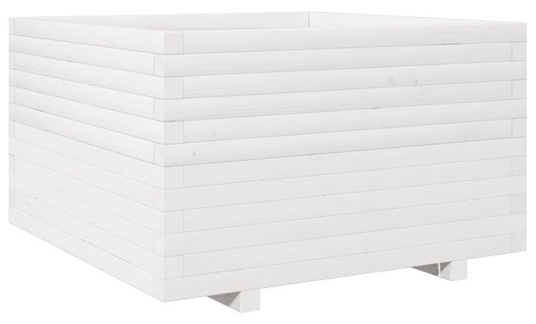 Zahradní truhlík bílý 80 x 80 x 49,5 cm masivní borové dřevo 3282530