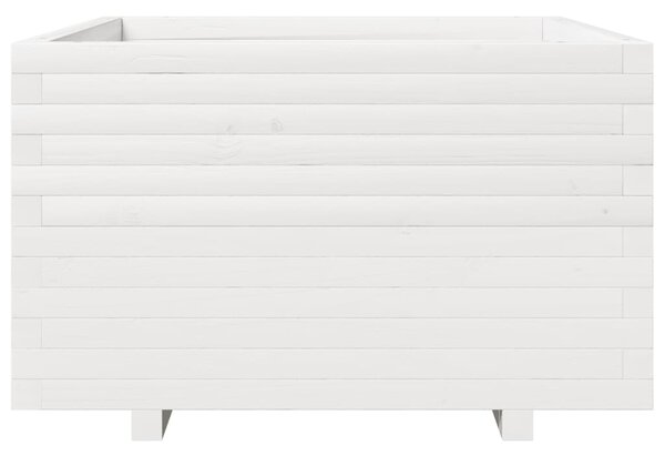 Zahradní truhlík bílý 80 x 80 x 49,5 cm masivní borové dřevo 3282530