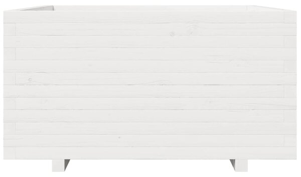 Zahradní truhlík bílý 90 x 90 x 49,5 cm masivní borové dřevo 3282535