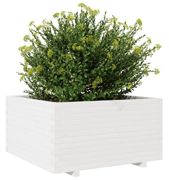 Zahradní truhlík bílý 90 x 90 x 49,5 cm masivní borové dřevo 3282535