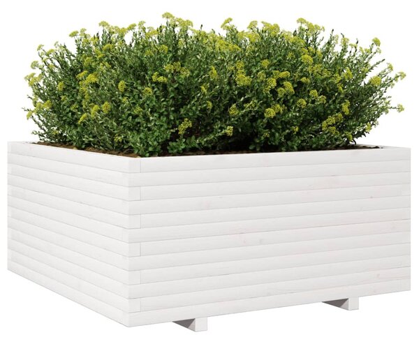 Zahradní truhlík bílý 100 x 100 x 49,5 cm masivní borové dřevo 3282540
