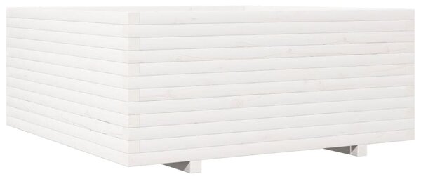 Zahradní truhlík bílý 110 x 110 x 49,5 cm masivní borovice 3282545