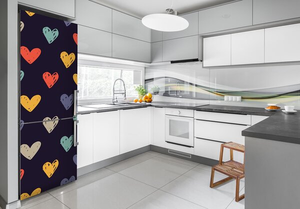 Nálepka fototapeta lednička Barevná srdce FridgeStick-70x190-f-82401445