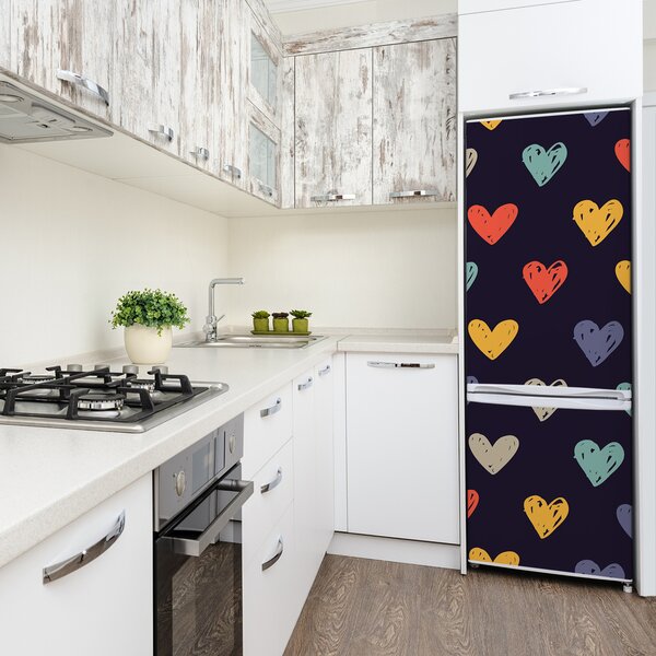 Nálepka fototapeta lednička Barevná srdce FridgeStick-70x190-f-82401445