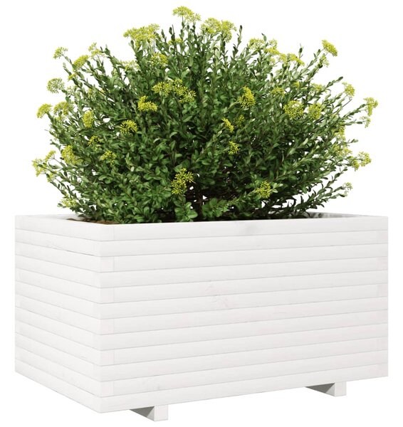 Zahradní truhlík bílý 90 x 60 x 49,5 cm masivní borové dřevo 3282565