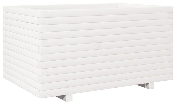 Zahradní truhlík bílý 90 x 60 x 49,5 cm masivní borové dřevo 3282565