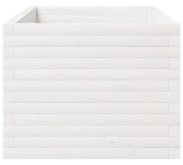Zahradní truhlík bílý 90 x 60 x 49,5 cm masivní borové dřevo 3282565