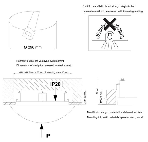 OS AUR55332 AURA V10 stropní/nástěnné skleněné polovestavné svítidlo bílá IP44 2x25W E27 - OSMONT
