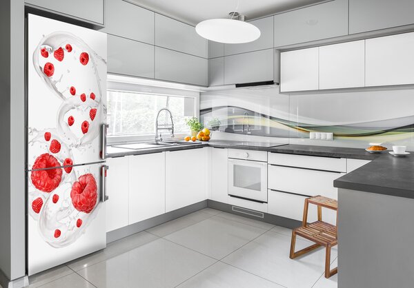 Nálepka na ledničku fototapeta Mléko a maliny FridgeStick-70x190-f-82790486
