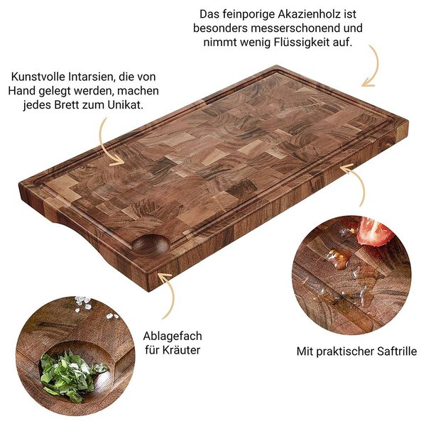 ACACIA Krájecí prkénko intarzované s drážkou