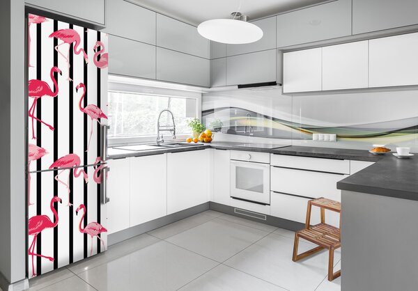 Nálepka fototapeta lednička Plameňáci a pásky FridgeStick-70x190-f-82700283