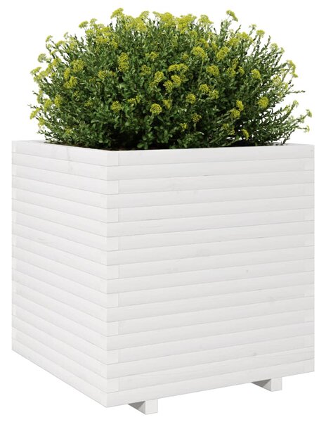 Zahradní truhlík bílý 70 x 70 x 72,5 cm masivní borové dřevo 3282585