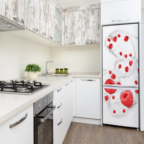 Nálepka na ledničku fototapeta Mléko a maliny FridgeStick-70x190-f-82790486