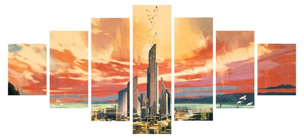 Obraz - Malované město (210x100 cm)