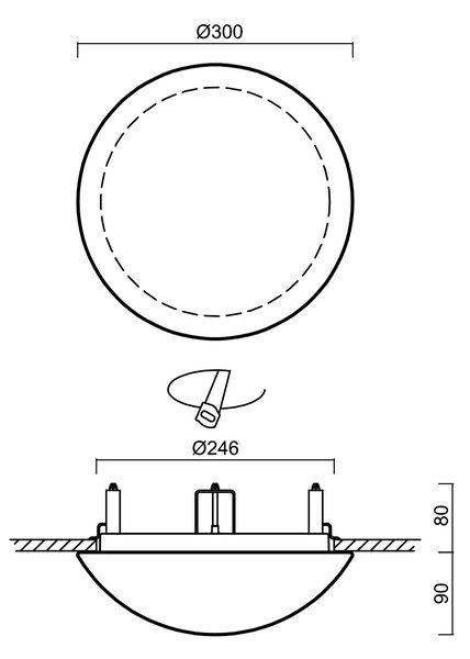 OS AUR55330 AURA V8 stropní/nástěnné skleněné polovestavné svítidlo bílá IP44 25W E27 - OSMONT