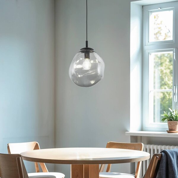 TK Lighting Sol Mini závěsné svítidlo, sklo, Ø 25 cm, černá/grafitově šedá, stmívatelný, Hliník / šedá / zinek, Obývací pokoj / jídelna, Sklo, Moderní