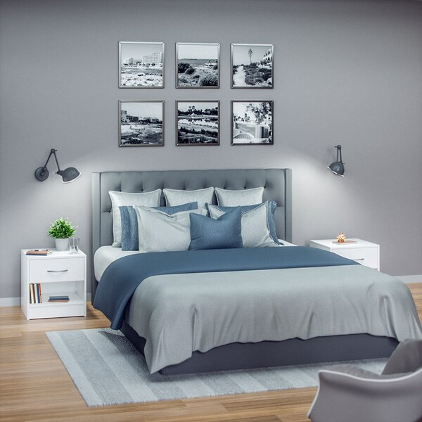 FurniGO Noční stolek Kiel 41x39x28cm - bílý