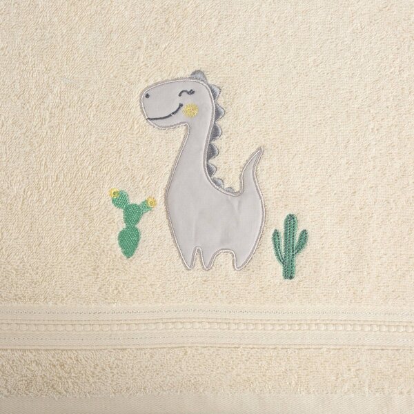 Eurofirany Dětská bavlněná osuška BABY40 Dino 50x90 cm krémový