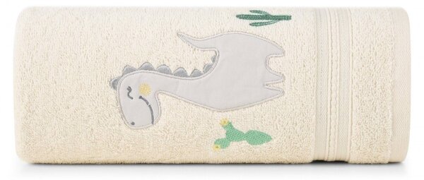 Eurofirany Dětská bavlněná osuška BABY40 Dino 50x90 cm krémový