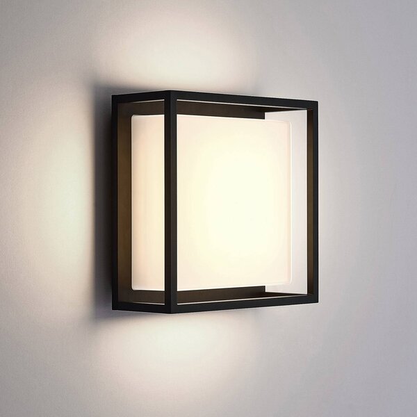 Lucande LED venkovní nástěnné svítidlo Ilirian, antracit, hliník, 25 cm, Černá, Hliník, Moderní