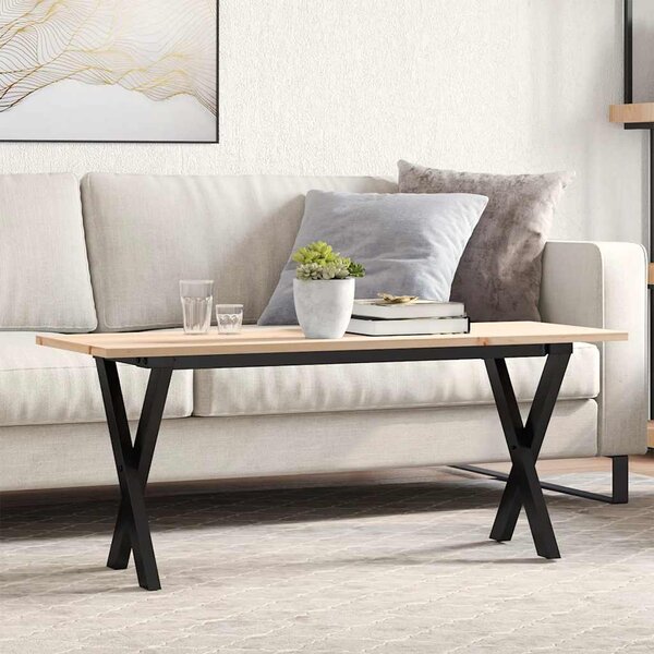 Konferenční stolek s X rámem 110x40x45 cm borové dřevo a ocel 3282689