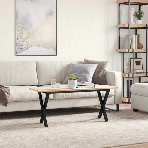 Konferenční stolek s X rámem 110x40x45 cm borové dřevo a ocel 3282689
