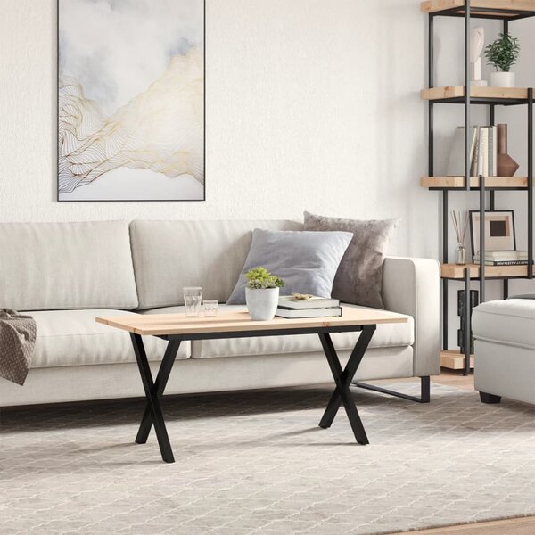 Konferenční stolek s X rámem 90x40x45 cm borové dřevo a ocel 3282686