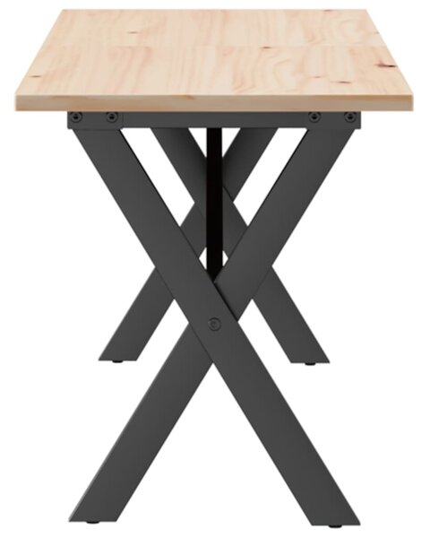 Konferenční stolek s X rámem 160x40x45 cm borové dřevo a ocel 3282690