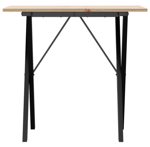 Jídelní stůl s X rámem 80 x 50 x 75 cm borové dřevo a ocel 3282694