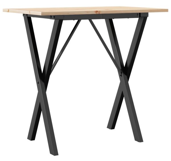 Jídelní stůl s X rámem 80 x 50 x 75 cm borové dřevo a ocel 3282694