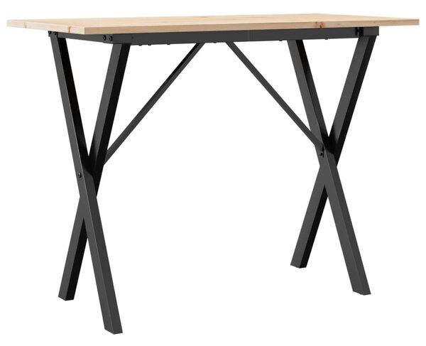 Jídelní stůl s X rámem 100 x 50 x 75 cm borové dřevo a ocel 3282697