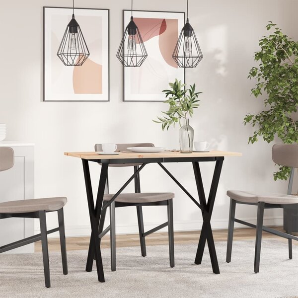 Jídelní stůl s X rámem 100 x 50 x 75 cm borové dřevo a ocel 3282697