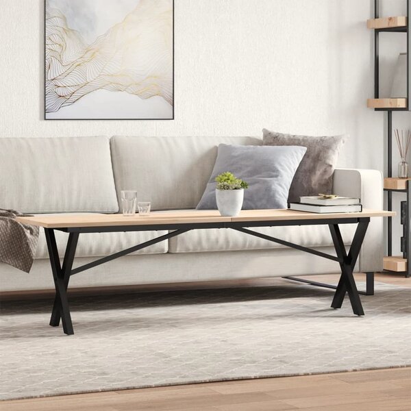 Konferenční stolek s X rámem 160x40x45 cm borové dřevo a ocel 3282690