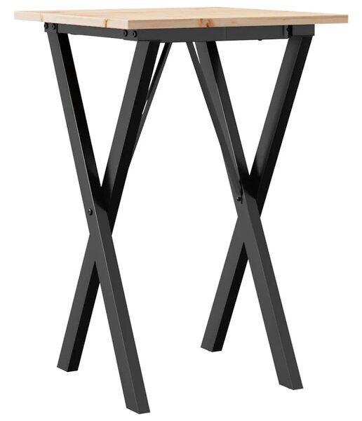 Jídelní stůl s X rámem 50 x 50 x 75 cm borové dřevo a ocel 3282691