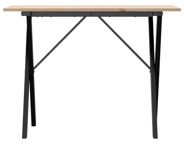 Jídelní stůl s X rámem 100 x 50 x 75 cm borové dřevo a ocel 3282697