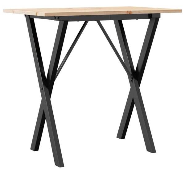 Jídelní stůl s X rámem 80 x 50 x 75 cm borové dřevo a ocel 3282694