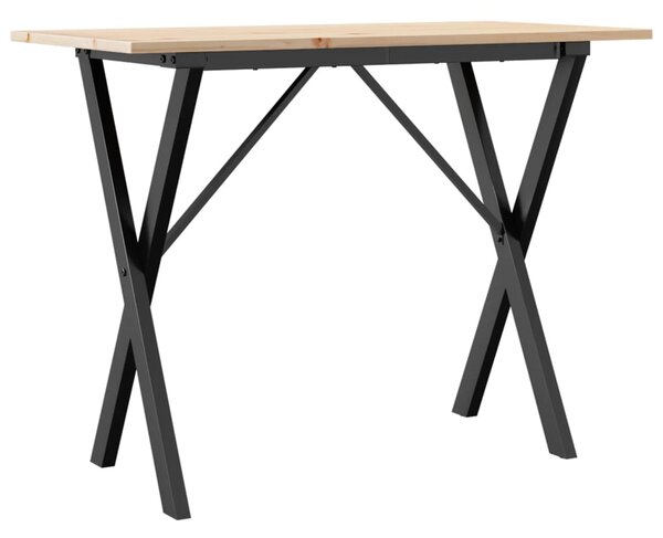 Jídelní stůl s X rámem 100 x 50 x 75 cm borové dřevo a ocel 3282697