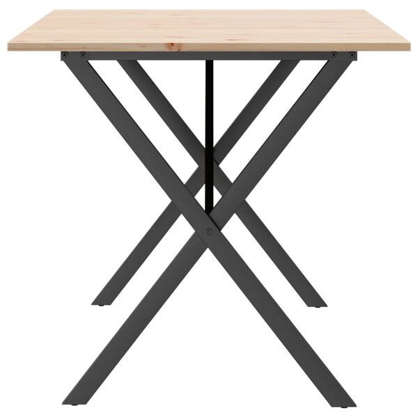 Jídelní stůl s X rámem 160 x 80 x 75 cm borové dřevo a ocel 3282699