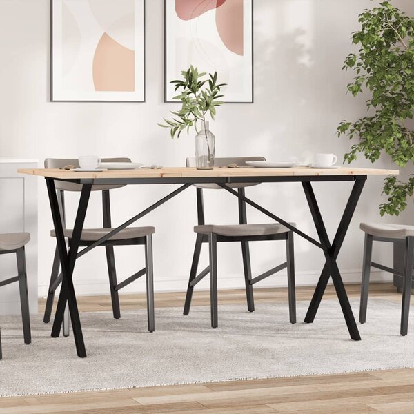 Jídelní stůl s X rámem 160 x 80 x 75 cm borové dřevo a ocel 3282699