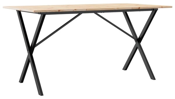 Jídelní stůl s X rámem 160 x 80 x 75 cm borové dřevo a ocel 3282699