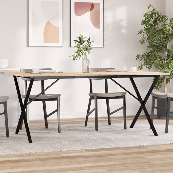 Jídelní stůl s X rámem 180 x 90 x 75 cm borové dřevo a ocel 3282700