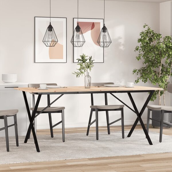 Jídelní stůl s X rámem 180 x 90 x 75 cm borové dřevo a ocel 3282700