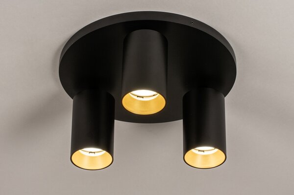 Stropní svítidlo do obýváku Average Spot Black and Gold 3 Round (LMD)