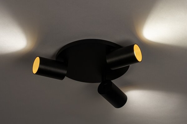 Stropní svítidlo do obýváku Average Spot Black and Gold 3 Round (LMD)