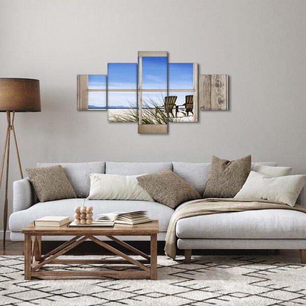 Obraz - Okno v výhledem na pláž (125x70 cm)