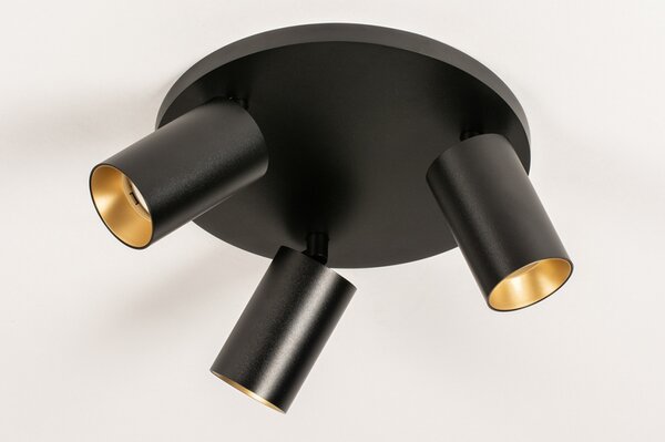 Stropní svítidlo do obýváku Average Spot Black and Gold 3 Round (LMD)