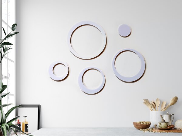 3D dekorace na zeď kruhy bílé 5ks 5 až 15 cm